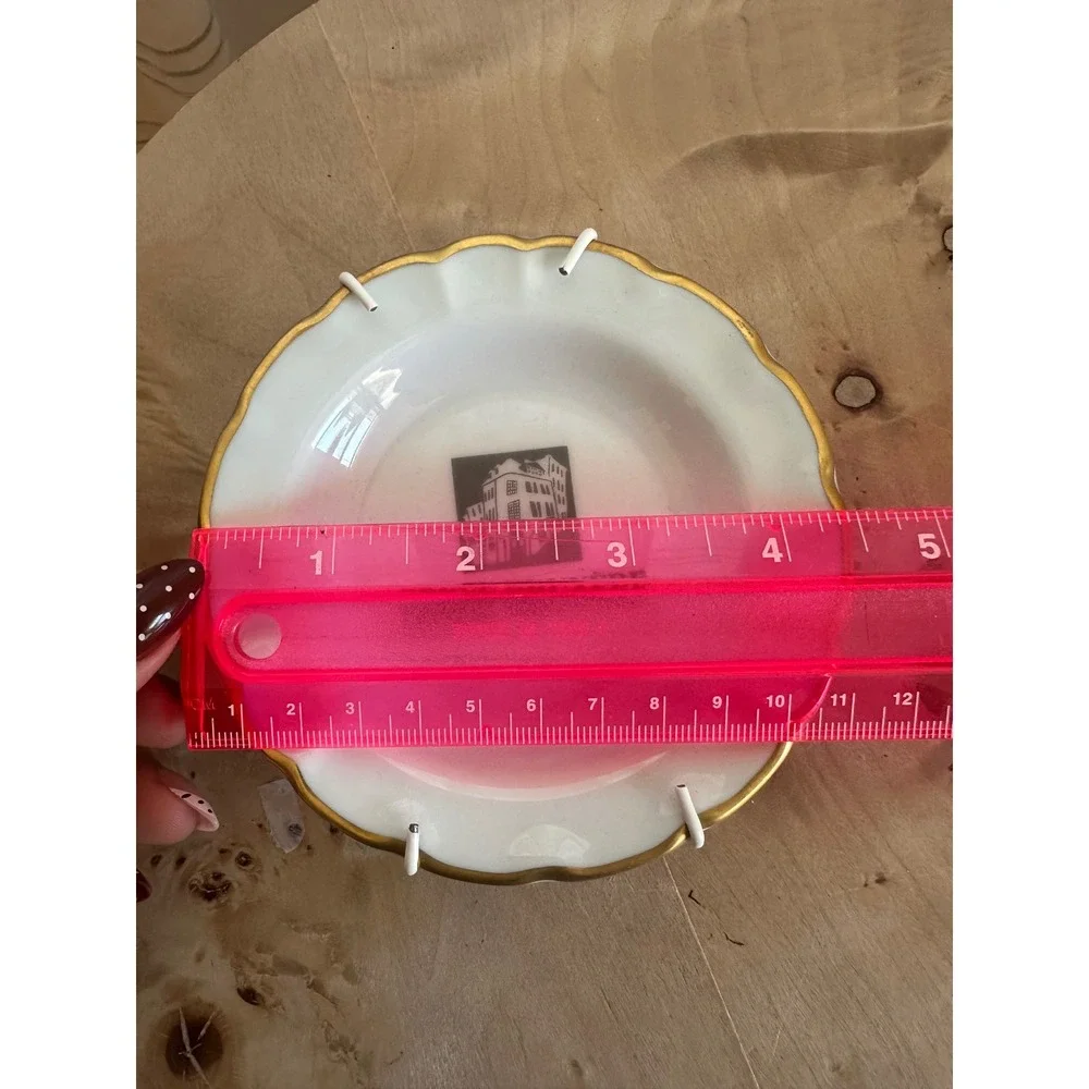 Tharaud Limoges Serge Bruyere Quebec Porcelain Mini Plate Gold Rim France 4.75